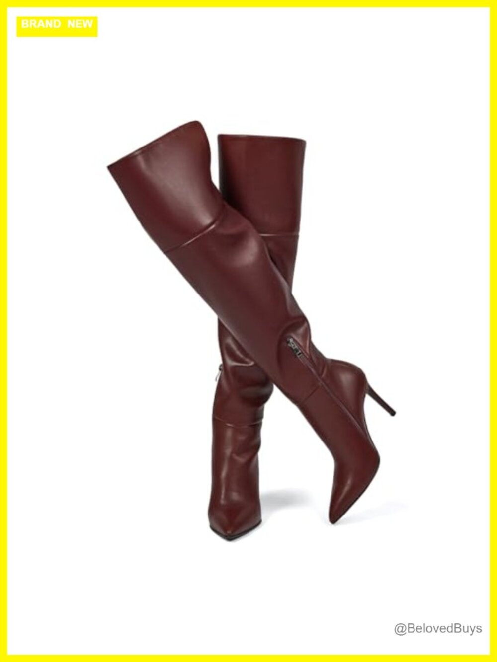 Faux Leather Over the Knee Boots Stiletto Heel Pointed Toe